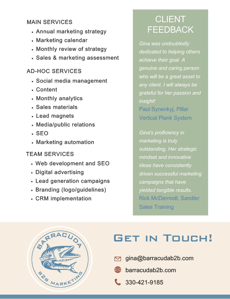 Barracuda B2B Marketing sell sheet page 1