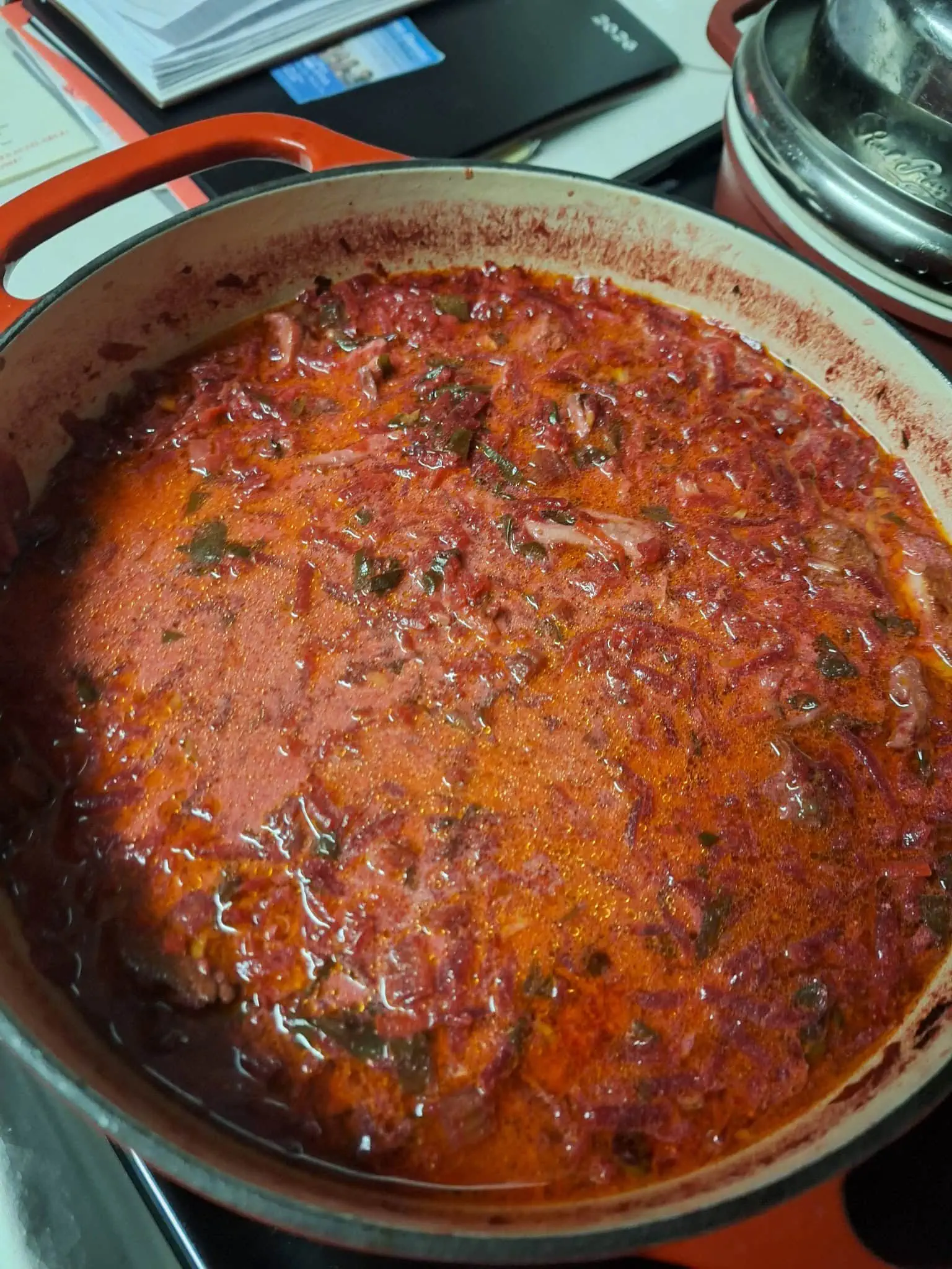 pot of homemade borscht