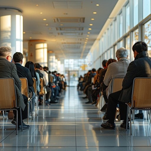 a crowded waiting area