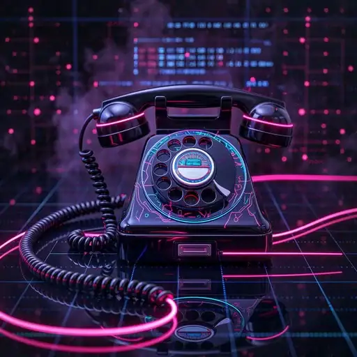 neon retro rotary phone